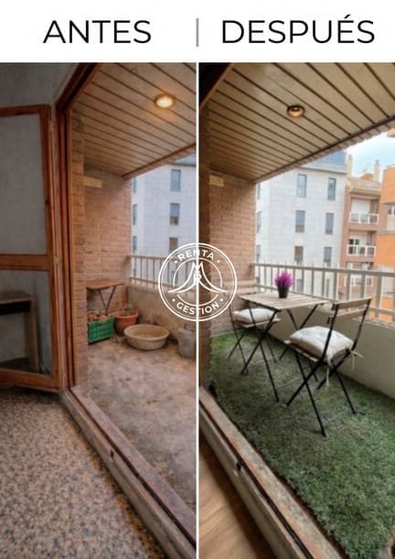 Alquilar mi piso con inmobiliaria en Zaragoza Antes y después de la reforma de una terraza en un piso en Zaragoza