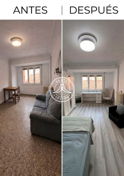 Reforma de un salón antes y después en un piso de alquiler en Zaragoza